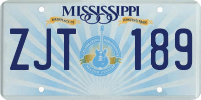 MS license plate ZJT189