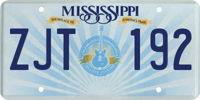 MS license plate ZJT192