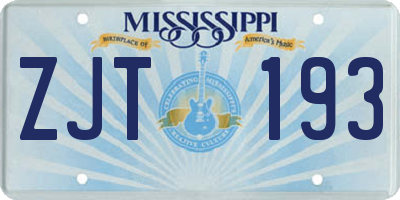MS license plate ZJT193