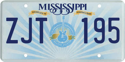 MS license plate ZJT195