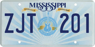 MS license plate ZJT201