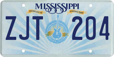 MS license plate ZJT204