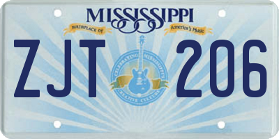 MS license plate ZJT206