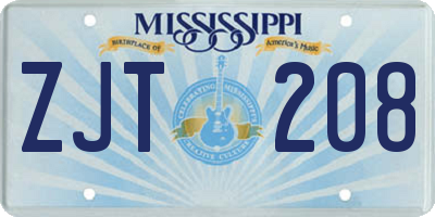 MS license plate ZJT208