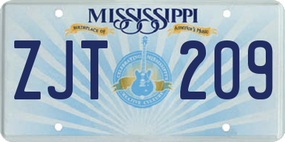 MS license plate ZJT209