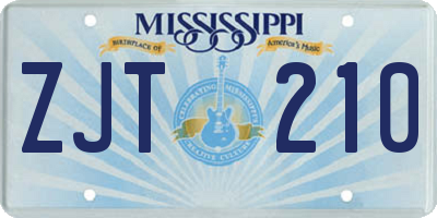 MS license plate ZJT210