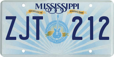 MS license plate ZJT212
