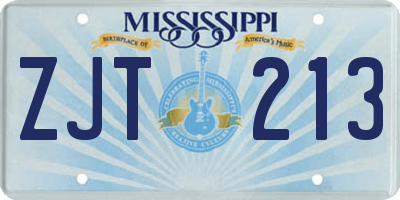 MS license plate ZJT213