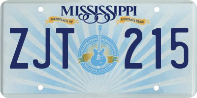 MS license plate ZJT215