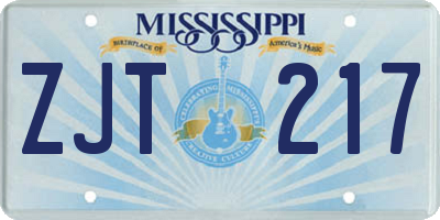 MS license plate ZJT217