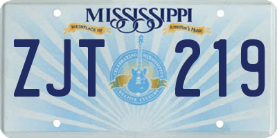 MS license plate ZJT219