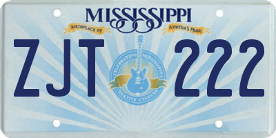MS license plate ZJT222