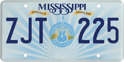 MS license plate ZJT225
