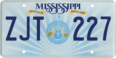 MS license plate ZJT227