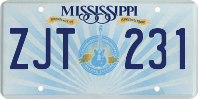 MS license plate ZJT231