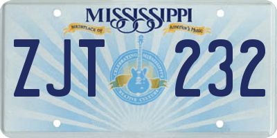 MS license plate ZJT232