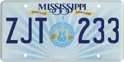 MS license plate ZJT233