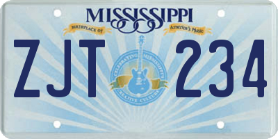 MS license plate ZJT234