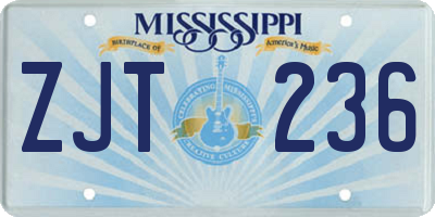 MS license plate ZJT236