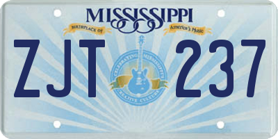 MS license plate ZJT237