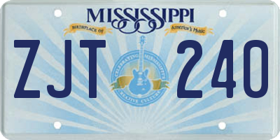MS license plate ZJT240