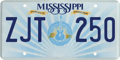 MS license plate ZJT250