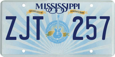 MS license plate ZJT257