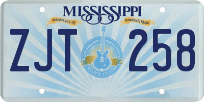 MS license plate ZJT258