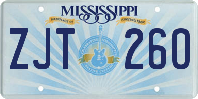 MS license plate ZJT260