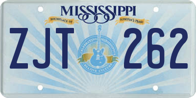 MS license plate ZJT262