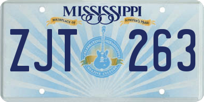 MS license plate ZJT263