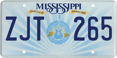 MS license plate ZJT265