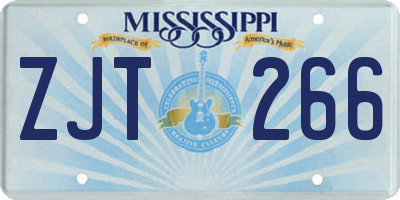 MS license plate ZJT266