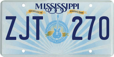 MS license plate ZJT270