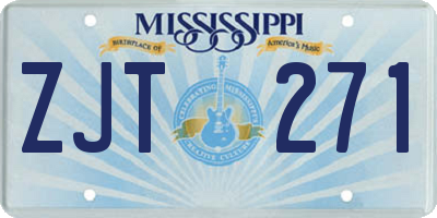 MS license plate ZJT271