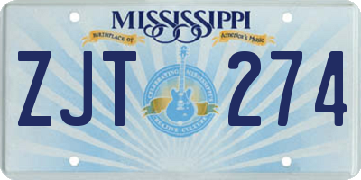MS license plate ZJT274