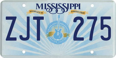 MS license plate ZJT275