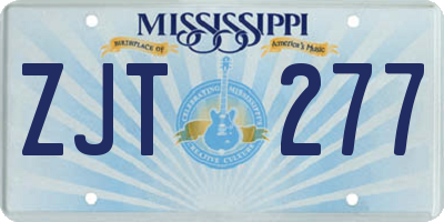 MS license plate ZJT277