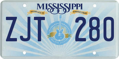 MS license plate ZJT280