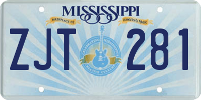 MS license plate ZJT281