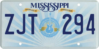 MS license plate ZJT294
