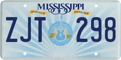 MS license plate ZJT298