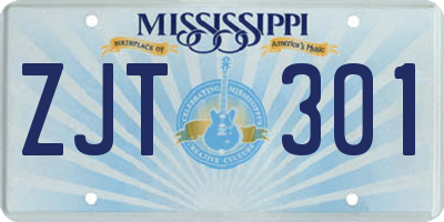 MS license plate ZJT301