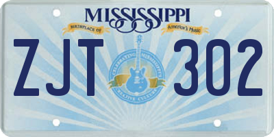 MS license plate ZJT302