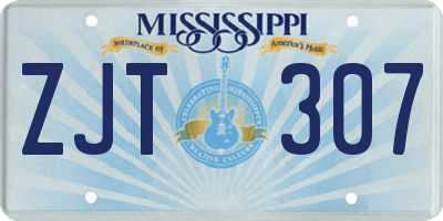 MS license plate ZJT307