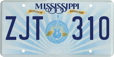 MS license plate ZJT310