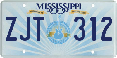 MS license plate ZJT312