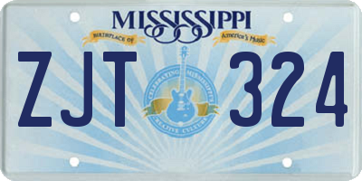 MS license plate ZJT324