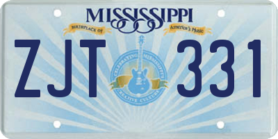 MS license plate ZJT331