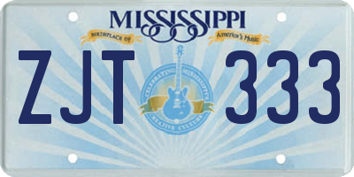 MS license plate ZJT333